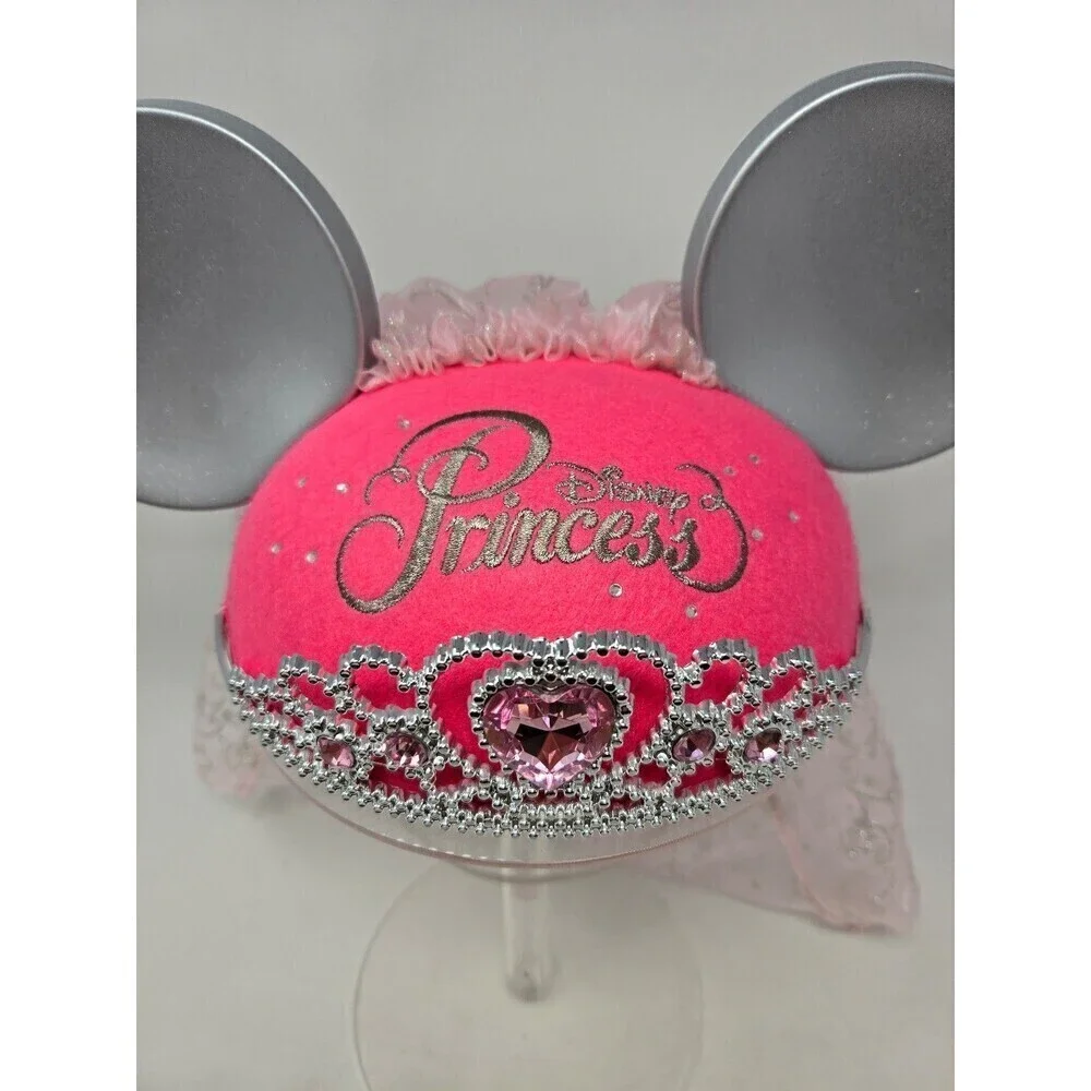 DISNEY PARKS EXCLUSIVE MERCHANDISE PINK & SILVER PRINCESS MOUSE EARS YOUTH OS
